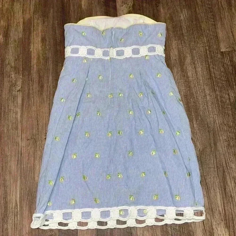 LILLY PULITZER EMBROIDERED LEMON STRAPLESS DRESS size‎ 2 - Picture 7 of 7